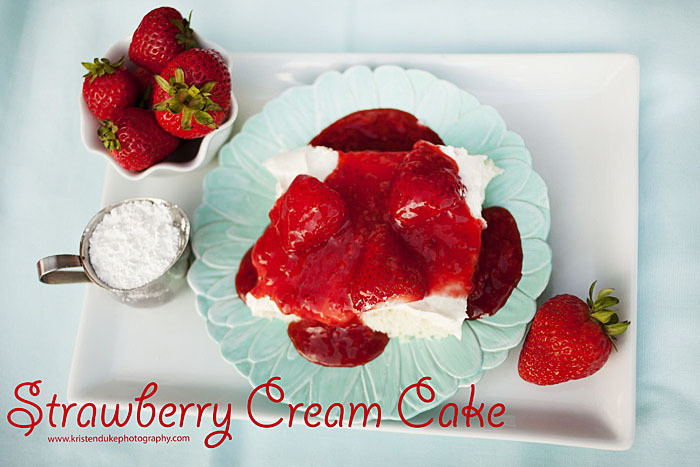 slice of strawberry cream cake